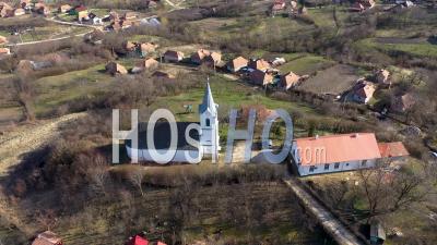 Video Drone Footage Of Village Church, Aiton, Romania