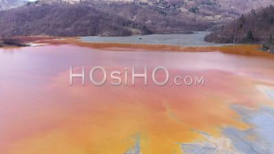 Water Pollution By Toxic Waste From Mining, Romania - Video Drone Footage 
