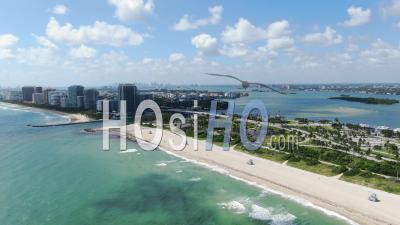 Gorgeous Aerial Views Of Miami Beach From The Water - Video Drone Footage