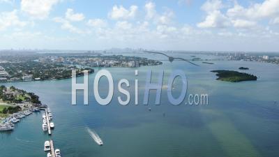 Gorgeous Aerial Views Of Miami Beach From The Water - Video Drone Footage