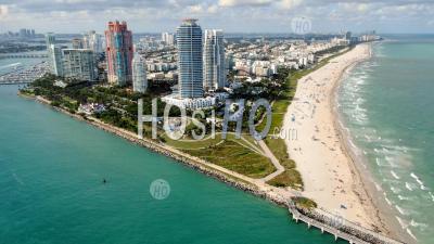 Miami Beach From Up Above The Clouds - Aerial Photography