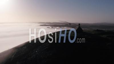 Saint Michel De Braspart Between Clouds And Sun, Brittany, France - Video Drone Footage