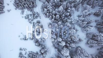 Route, Voiture, Hiver, France, Drone, Point Vue