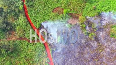 Above A New Forest Road, Mini Bush Fires - Video Drone Footage