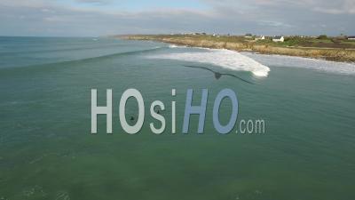Surfers On Ocean - Video Drone Footage