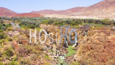 Aerial View Over Epupa Falls On The Border Of Angola And Namibia, Africa - Video Drone Footage