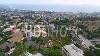 Aerial View Of A Hillside Neighborhood In Los Angeles Or Ventura County California - Video Drone Footage