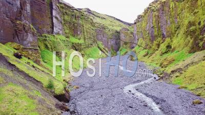 Aerial View Of The Majestic Deep Inspiring Canyon Of Stakkholtsgja Near Thorsmork, Iceland - Video Drone Footage