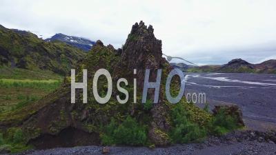 Aerial View Of The Majestic Deep Inspiring Canyon Of Stakkholtsgja Near Thorsmork, Iceland - Video Drone Footage