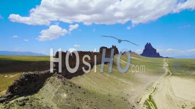 Aerial View Over A Natural Geological Formation Reveals Shiprock, New Mexico - Video Drone Footage