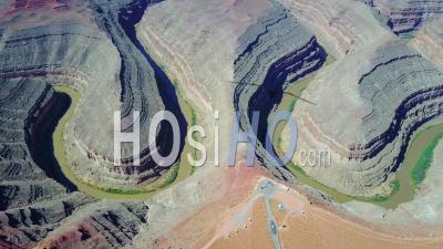 Aerial View Over The San Juan River At Goosenecks, Utah - Video Drone Footage