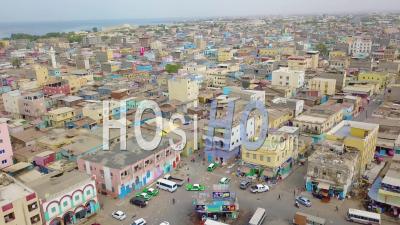 Aerial View Over The Downtown Region Of Djibouti Or Somalia In North Africa - Video Drone Footage