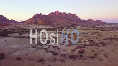 Aerial View Over Rugged Desert Landscape Of Spitzkoppe, Namibia, Africa - Video Drone Footage