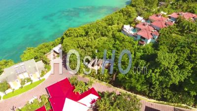 Aerial View Of The Caribbean Island Of St. Lucia With Hotels, Resorts, Condos And Luxury Homes - Video Drone Footage