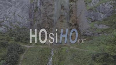 Aerial View Of A Very Tall Waterfall In Perucica Primeval Forest In Bosnia - Video Drone Footage