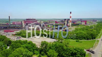 Aerial View Over A Coal Fired Power Plant In Ohio - Video Drone Footage