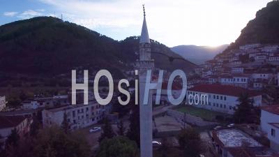 Aerial View Over The Mosque At Berat, Albania - Video Drone Footage