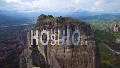 Aerial View Over The Beautiful Rock Formations Of Meteora, Greece - Video Drone Footage