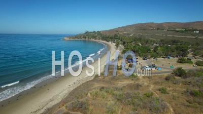 Aerial View Along The California Coastline At Refugio State Beach Near Santa Barbara - Video Drone Footage