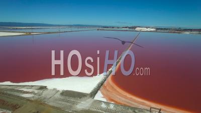 Aerial View Over The Salt Flats In The Fremont, California Bay Area - Video Drone Footage