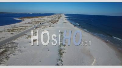 Aerial View Over White Sand Beaches Near Pensacola, Florida - Video Drone Footage