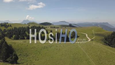 Plateau Du Semnoz In Summer, Hikes, Massif Des Bauges, Savoie, France, Video Drone Footage