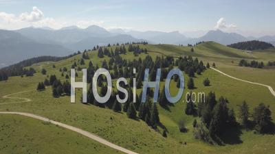 Plateau Du Semnoz In Summer, Hikes, Massif Des Bauges, Savoie, France, Video Drone Footage