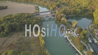 Chalifert Lock, Seine-Et-Marne, France, Video Drone Footage