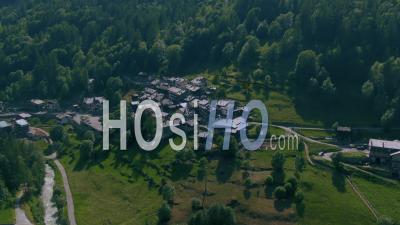 A Typical Village Of The Region Of Aosta Valley In The Italian Alps - Video Drone Footage