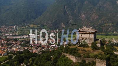 The Castle Of Verres, In Aosta Valley, Italian Alps - Video Drone Footage
