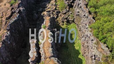 Aerial View Over The Mid Atlantic Ridge Tectonic Plate At Thingvellir Iceland - Video Drone Footage