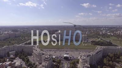Aerial View Over The Palace Of The Parliament In Bucharest, Romania - Video Drone Footage