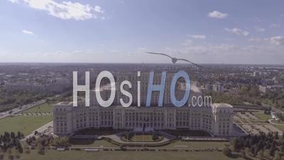 Aerial View Over The Palace Of The Parliament In Bucharest, Romania - Video Drone Footage