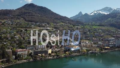 City Of Montreux And The Swiss Riviera - Video Drone Footage