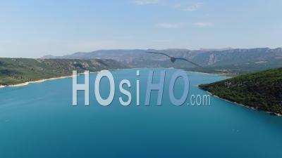 Large Plan Of Sainte-Croix Lake, In Provence, Among The Mountains - Video Drone Footage