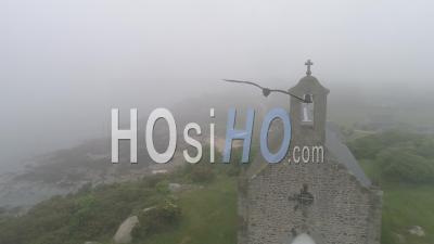 Church In Chausey, Normandy, France. Video Drone Footage