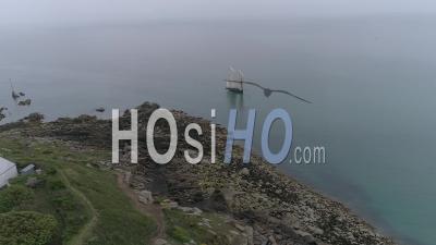 Lighthouse Of Chausey, In The Manche's Sea Near Granville, Normandy, France. Video Drone Footage
