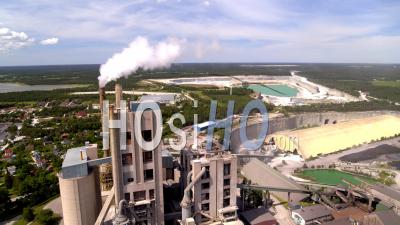 Aerial, Heavy Industry Cement Factory, Gotland Sweden - Video Drone Footage