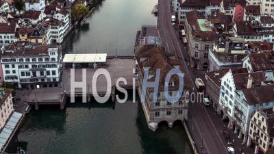 Aerial View Of Zurich, Old Town, Switzerland - Video Drone Footage