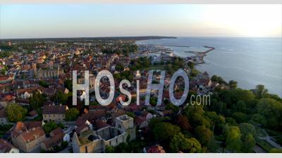 Aerial View Over The Old Part Of The City Of Visby, Sweden - Video Drone Footage