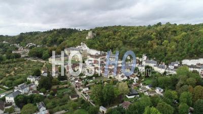 La Roche-Guyon, Village And Castel - Video Drone Footage