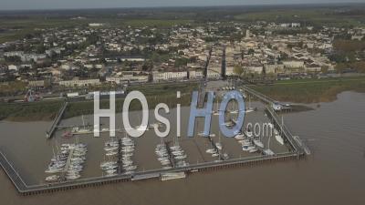 Aerial View Pauillac, Medoc Village On The Gironde Estuary, Bordeaux Vineyards, France - Video Drone Footage