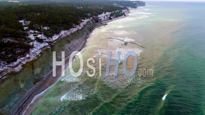 Limestone Coastal Landscape On The Island Gotland, Sweden - Video Drone Footage