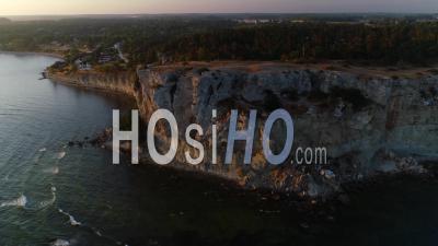 Sunrise Over Coastal Landscape, Sweden - Video Drone Footage