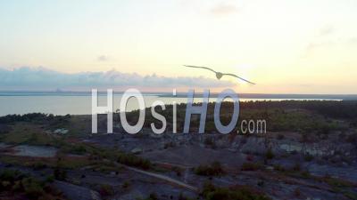 Sunset Over An Limestone Coastal Region.Aerial Sweden - Video Drone Footage