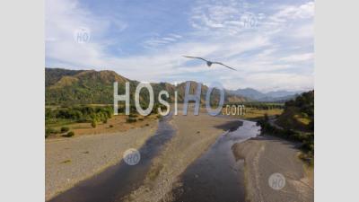 River Landscape With Tropical Mountain, Philippines, Drone View - Aerial Photography