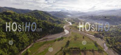 Farming Landscape In Mountain Valley, Philippines - Aerial Photography