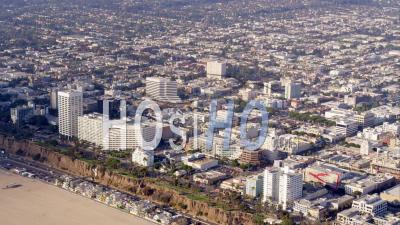Aerial View Of Ocean Boulevard In Santa Monica, Pacific Coast Highway And Beach