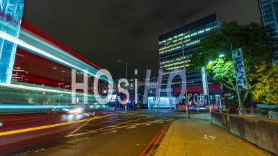 A Busy Crossroad Near Waterloo Station In London At Night