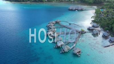 Aerial View Of A Hotel In French Polynesia - Video Drone Footage